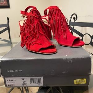 Red Vince Camuto Fringe Peep-toe heels/booties